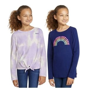 2 Piece Set Levi's Girls' Long Sleeve Tees, Lavender Cloud, Navy 4/5, NWT